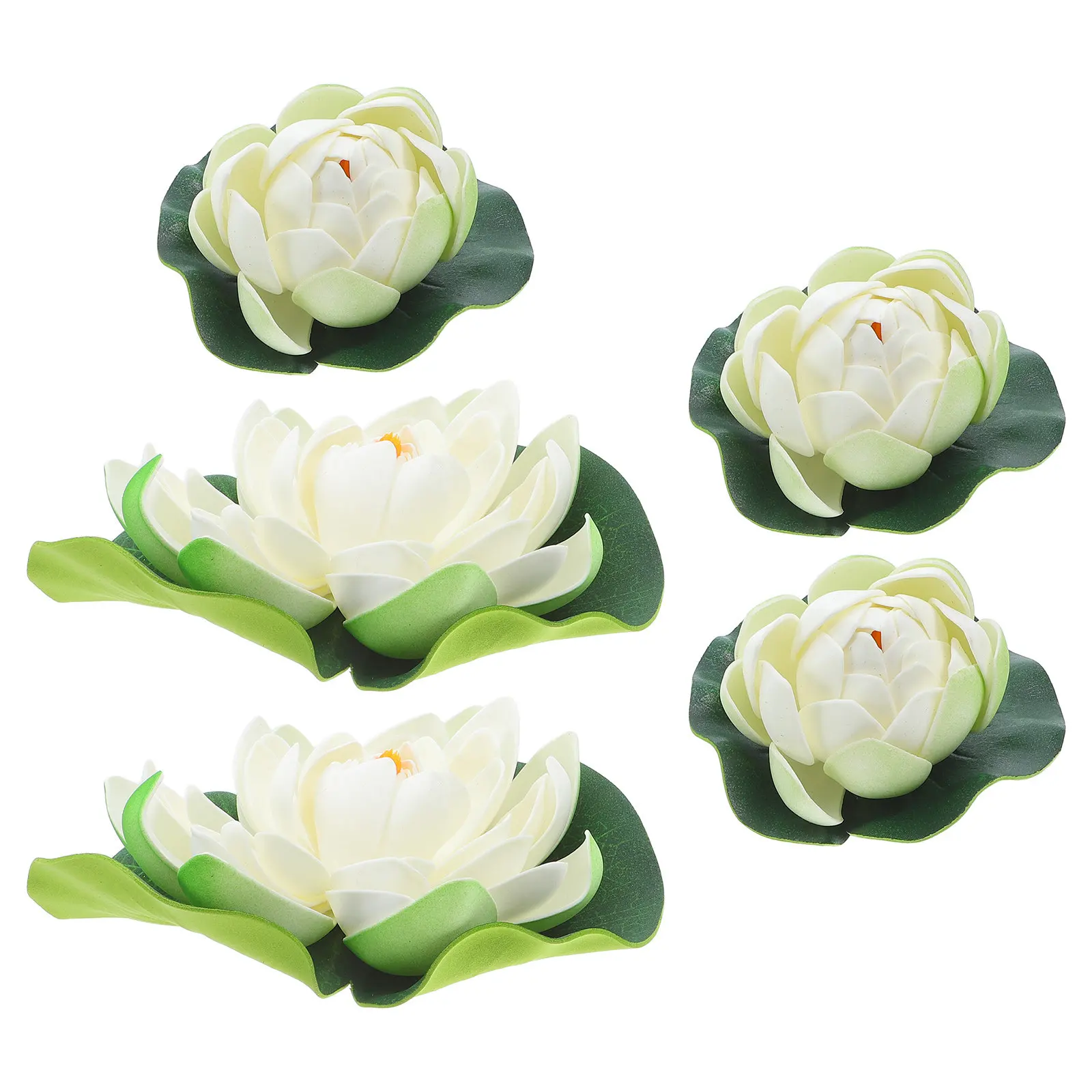 

5 шт. реалистичных плавающих искусственных водных лилий для декора пруда, аквариума, растений для аквариума, искусственные цветы лилии, имитация водных растений