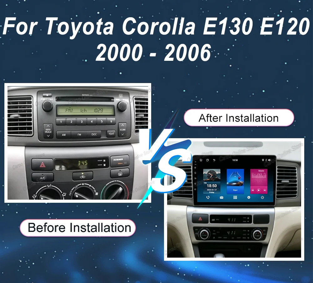 Android 16 For Toyota Corolla E130 E120 2000 2001 2002 2003 2004 2005 2006 Car DVD Multimidia Video Player Carplay Bluetooth 4G