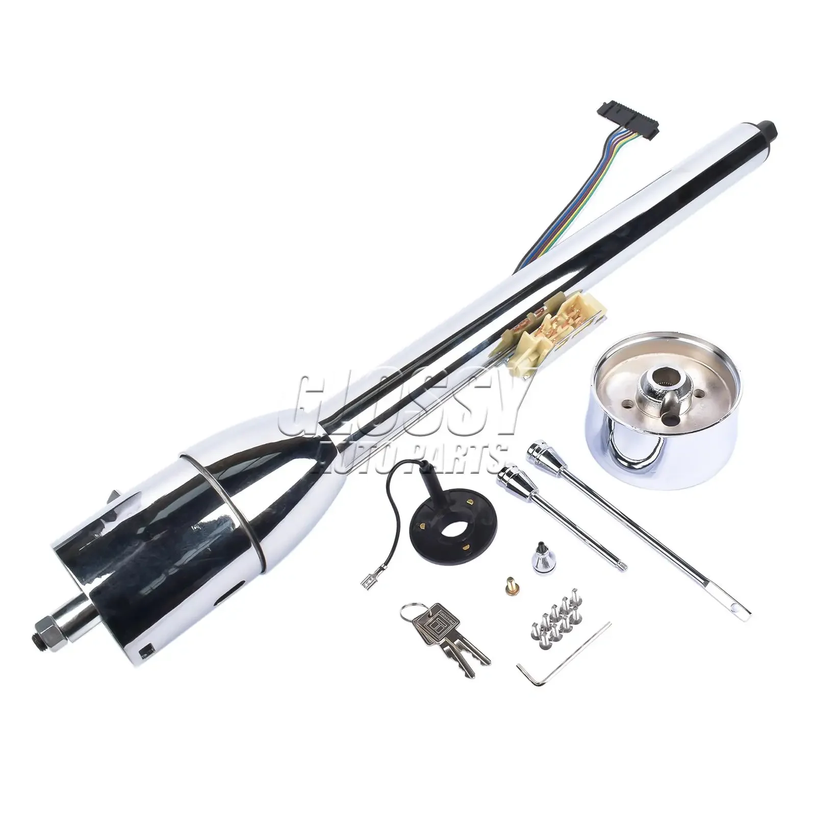 

AP03 Manual Tilt Manual Floor Shift For 32" Tilt Keyed Steering Column with Key & 9 Bolt Adapter Chrome NEW R91003C-32"