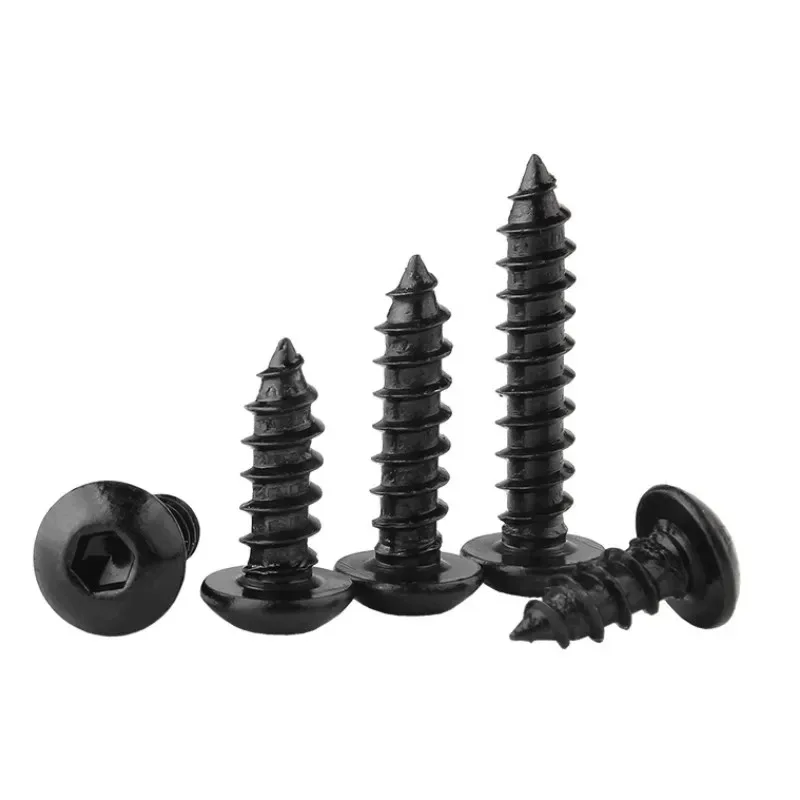 

Black 304 Stainless Steel Hex Socket Button Head Self Tapping Screws M2 M2.6 M3 M3.5 M4 M5 Allen Tapping Fasteners