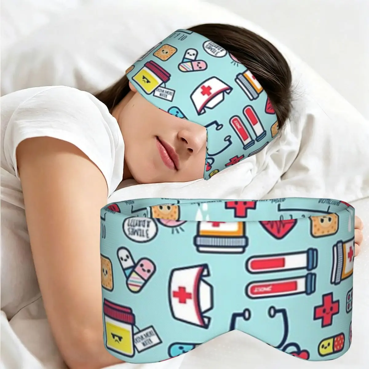 Proud To Be A Nurse Surface Pattern Design Blue sleep eye mask Portable Eye Cover for Girls Boys Office Nap Eyeshade eyepatch