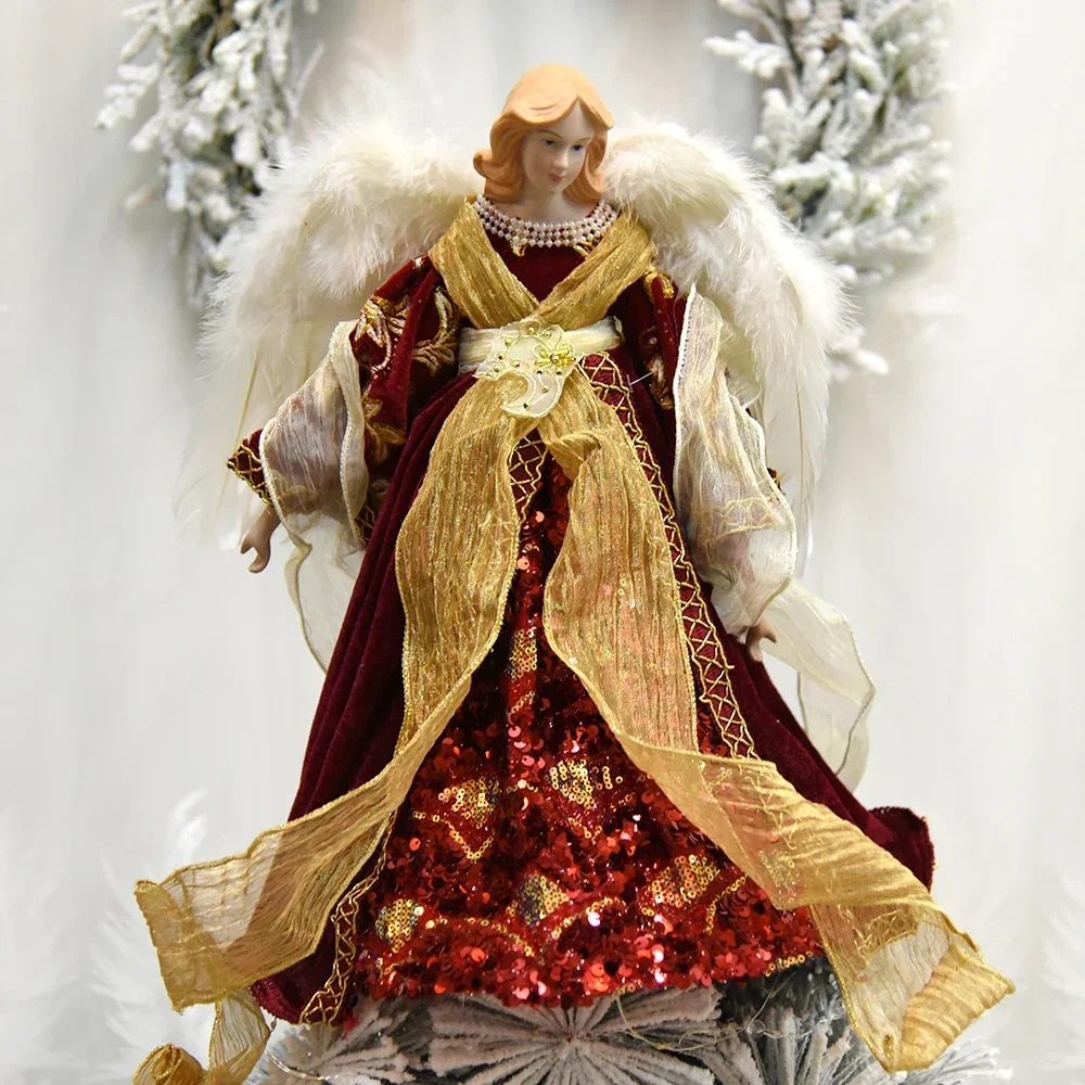 Hot 40cm Christmas Angel Doll Figurine Toy Treetop Ornaments Standing Birthday Natal Decorations Navidad Home Decor novedades