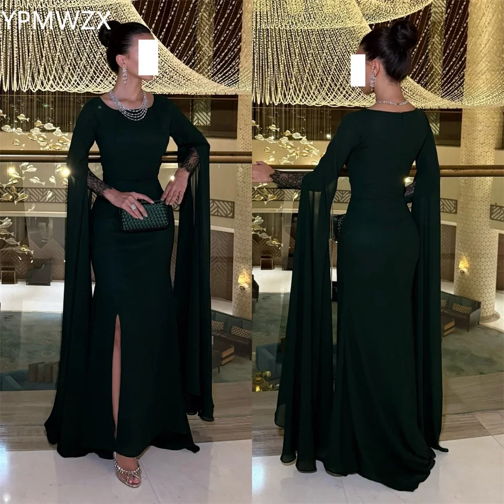 

Customized Party Dress Occasion Prom Gown Evening Formal YPMWZX Scoop Neckline Mermaid Floor Length Skirts Draped Tulle Bespoke