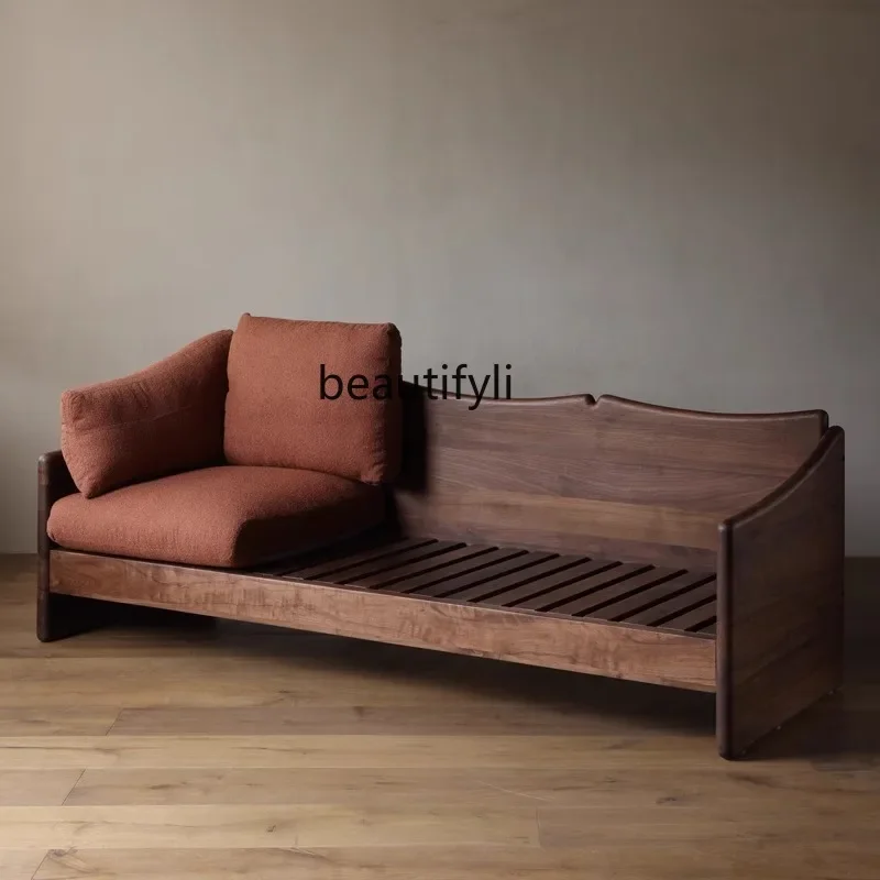 A4567 North American Black Walnut Thickened Sofa Simple Small Apartment Living Room Three-Four Seater Solid Wood Sofa