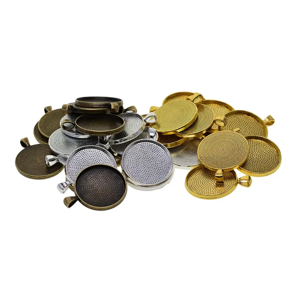 

50Pcs More Colors Round Pendant Trays Fit 30mm Cabochon Settings Blank Bezel