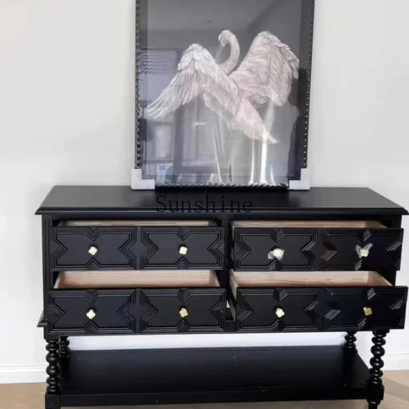 

Французский черный твердый деревянный ретро-гостиная, перегородка, экран, настенный стол для хранения