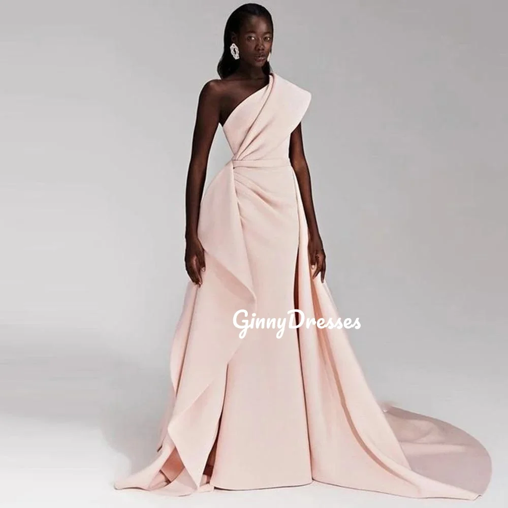 

Customized Evening Dresses A-Line One-Shoulder Floor-Length Wedding Dress Ruffle Zipper Up Luxury Evening Dresses 2025 Sleeveles