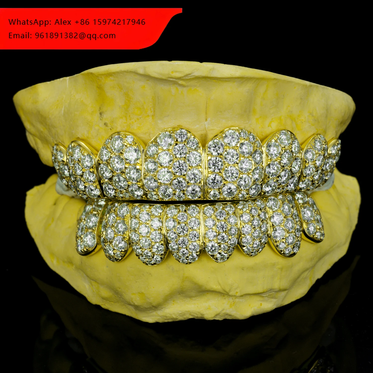 

10K 14K Solid Gold Custom Teeth Fine Grillz Hip-Hop Style VVS Moissanite Lab Diamond 8 On 8 S925 Silver Iced Out Grillz