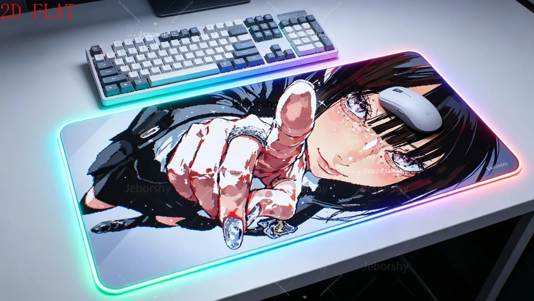

Colorful RGB Gaming Pad, Anime Girl with Sparkling Eyes, Great Gift for Anime Lovers
