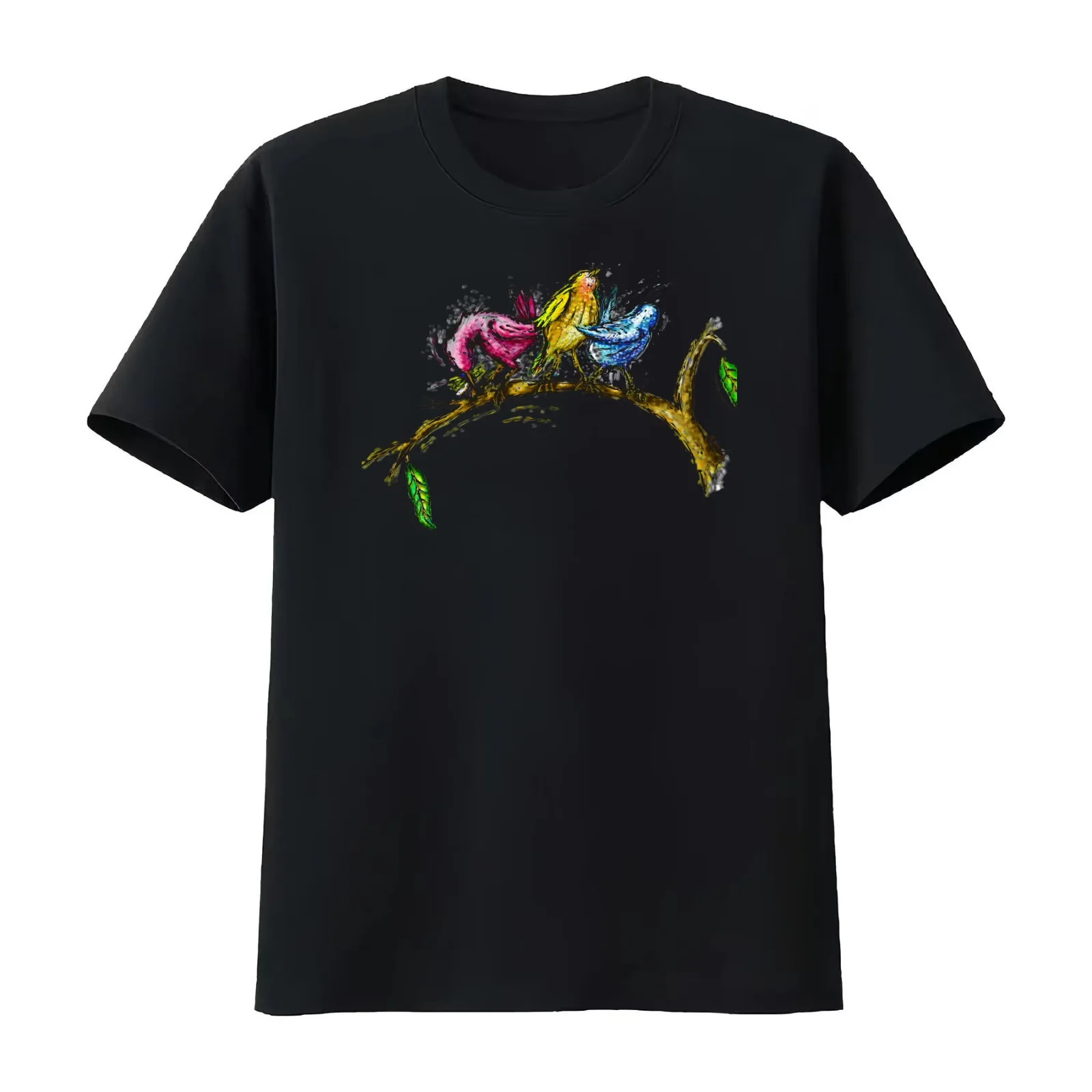 The candid 3 little birds T-Shirt Summer Casual Cotton Tee Oversized Streetwear Tops Vintage Graphic Print Unisex Men Women
