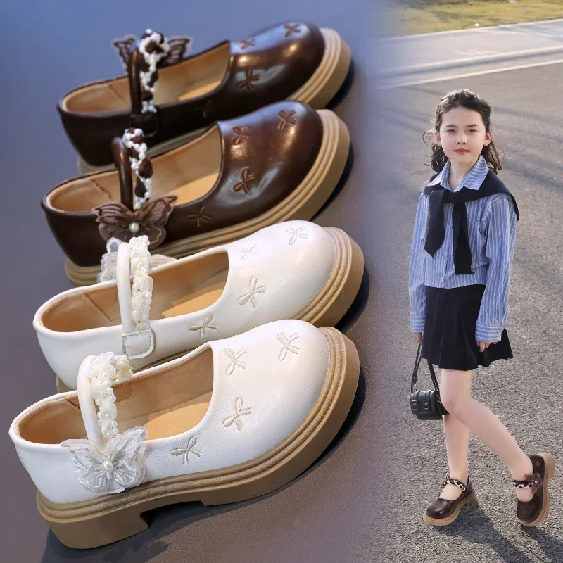 Princess Style Soft Bottom British Single Kids Shoes Girls Spring Autumn Collection Comfortable Rubber Sole Medium to Children