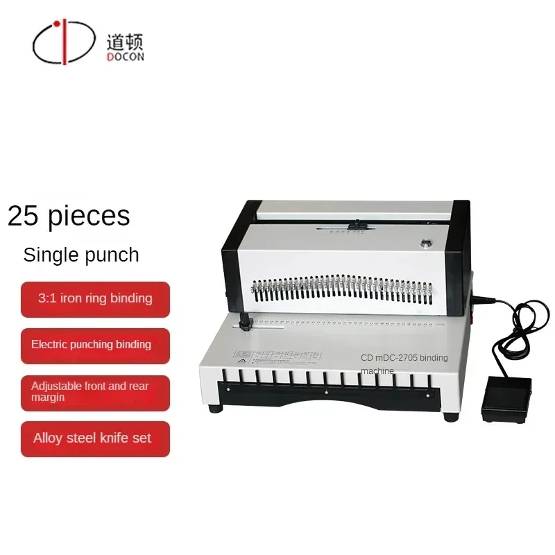DC-2705 A4 Format 34 Holes Iron Ring Punching and Binding Machine Paper Punch Binder for Office Document Binding