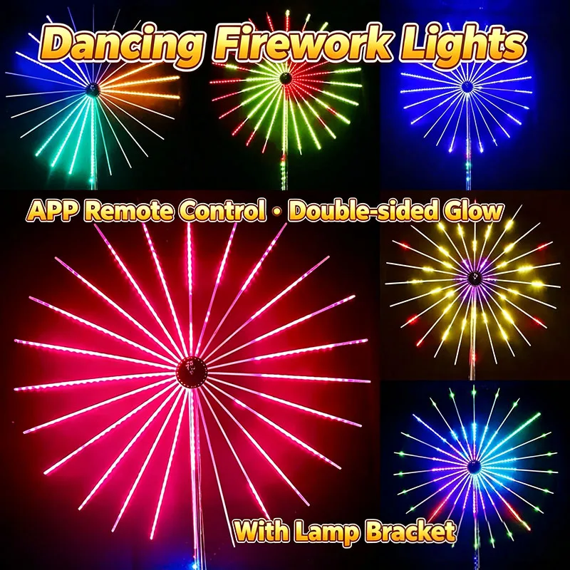 USB 5V RGBIC Firework LED Strip, Bluetooth APP Music Sync for Outdoor Yard Festive Party Atmosphere Creation