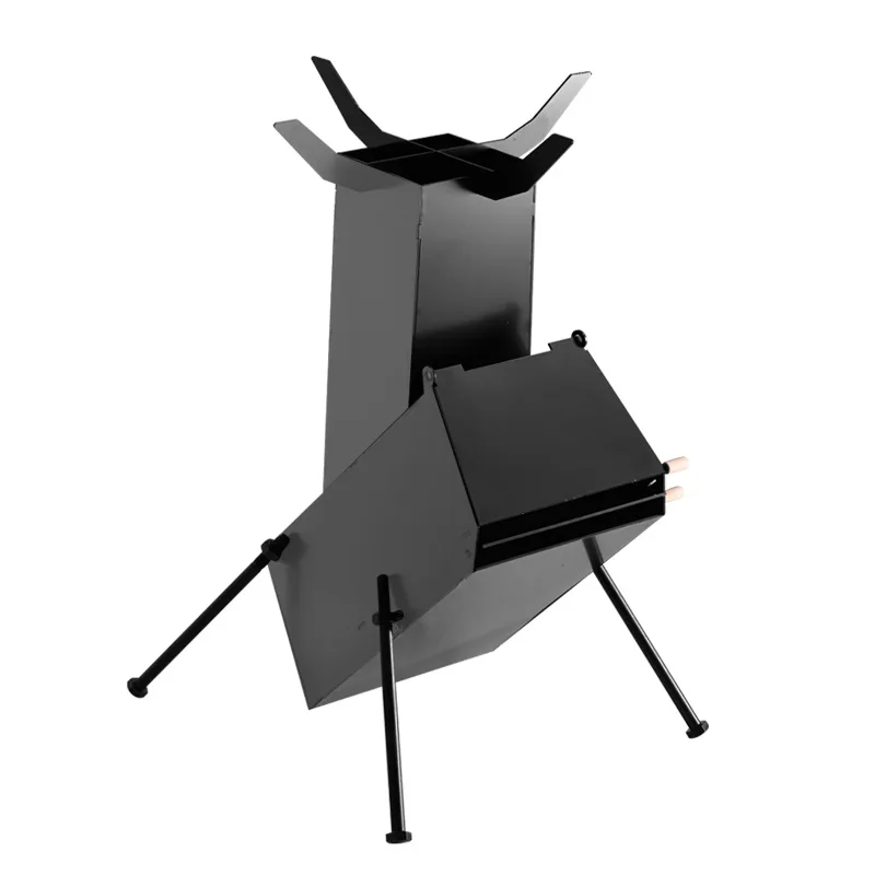 

Foldable Rocket Stove Portable Wood Burning Stove Fire Camping Heater With Adjustable Knob Anti-slip Rack For Outdoor Cooking