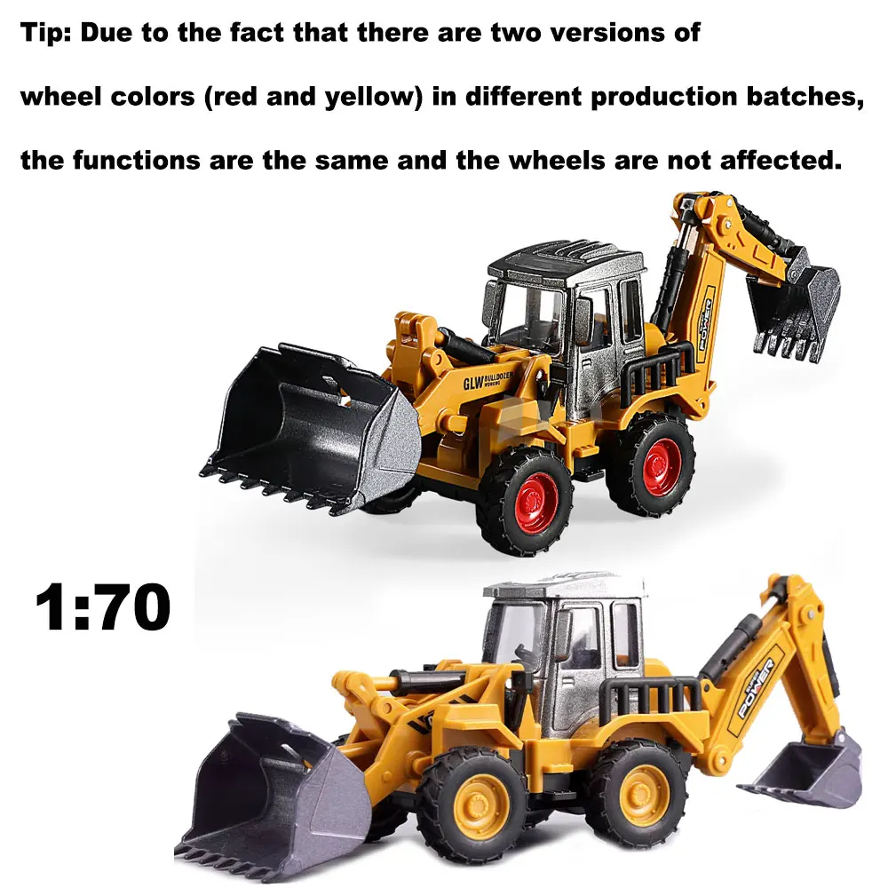 2 Sizes Simulation 2in1 Bulldozer Excavator Vehicle Double Forklift Alloy Toys Diecast Engineering Truck Construction Boys Gifts