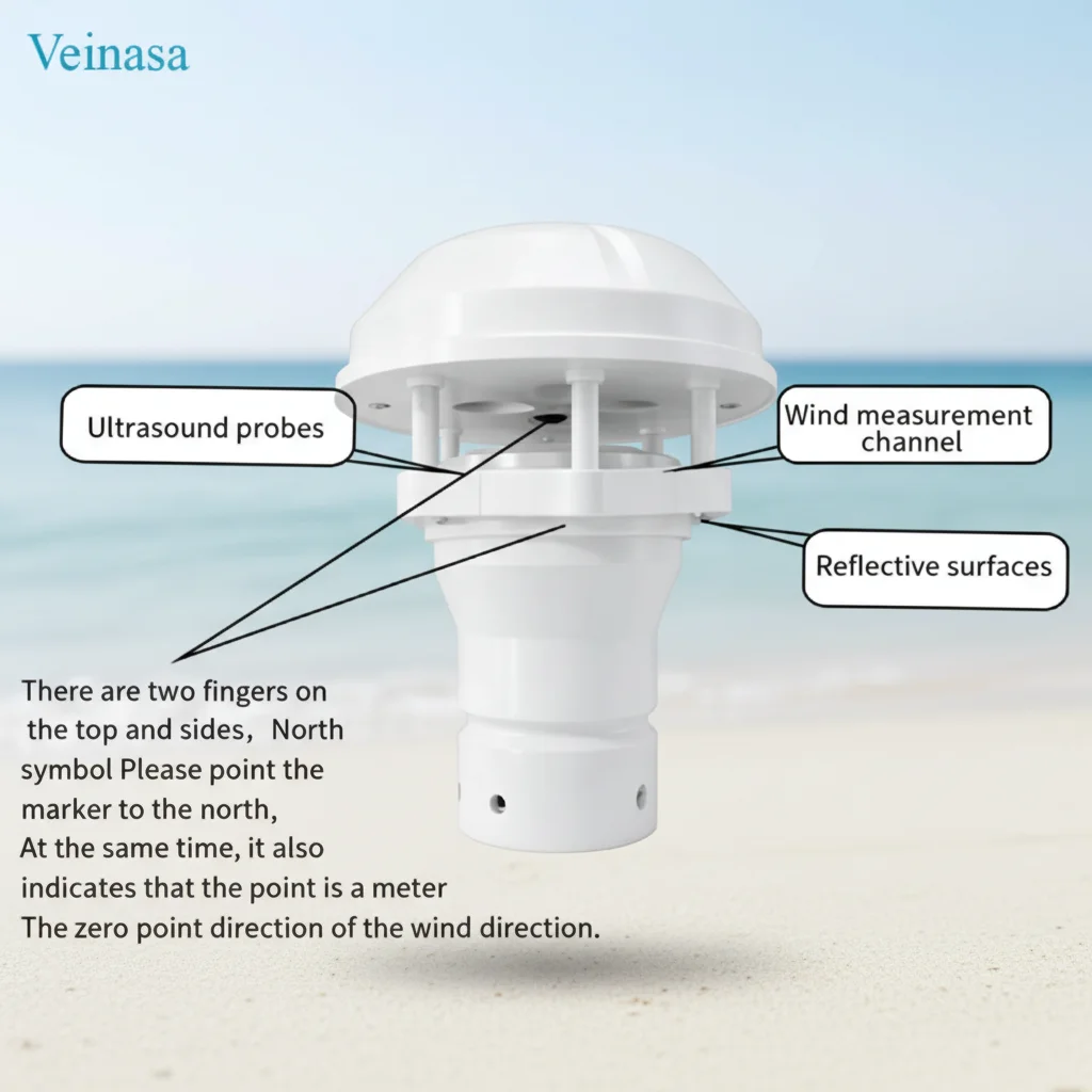 Veinasa-CXS02B-A3 0-70m/s Digital Ultrasonic Anemometer 5-24V RS485 Wind Speed Direction Sensor for Automatic Weather Station