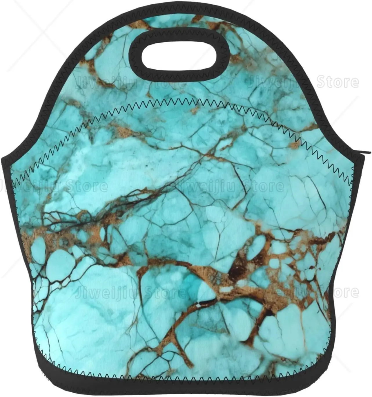 

Neoprene Lunch Bag Turquoise Marble Insulated Lunch Box for Women Men Tote Reusable