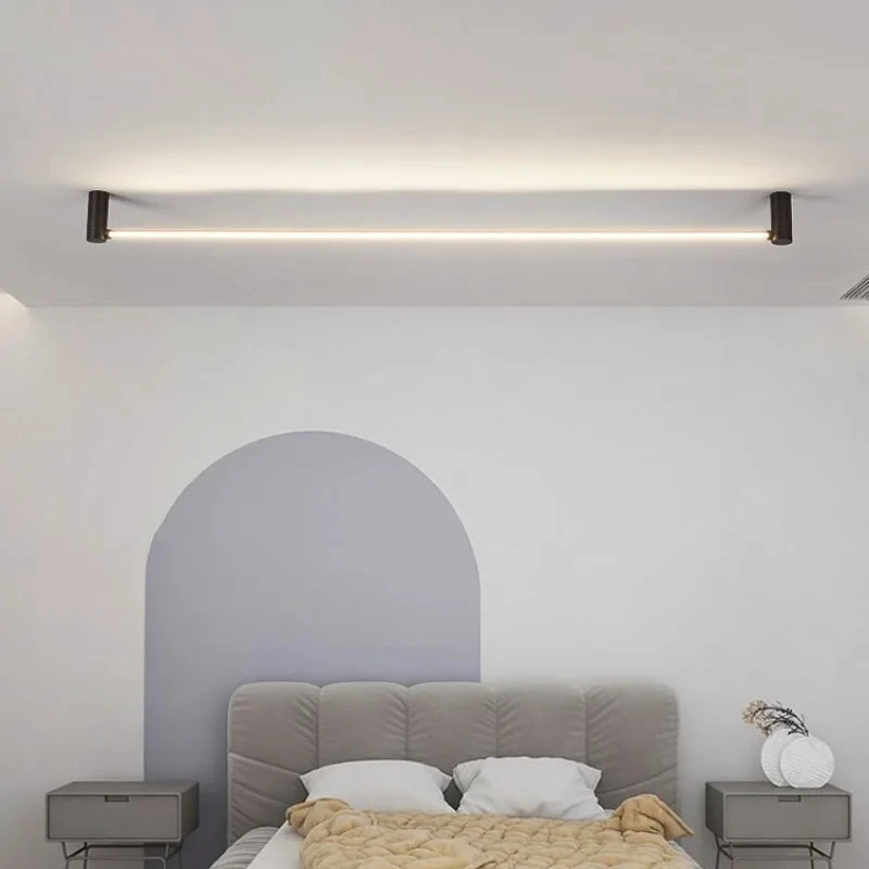 Modern Led Ceiling Lampextremely Simple Skyline Led Strip Light Living Room No Main Light Lighting Background Wall Linear Light