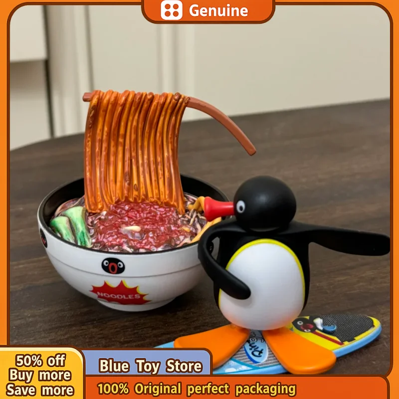 本物のピングー超かわいい楽しいシーンシリーズブラインドボックスエッグトレンディかわいい人形ペンギンモデルオーナメントコレクト子供の誕生日ギフト