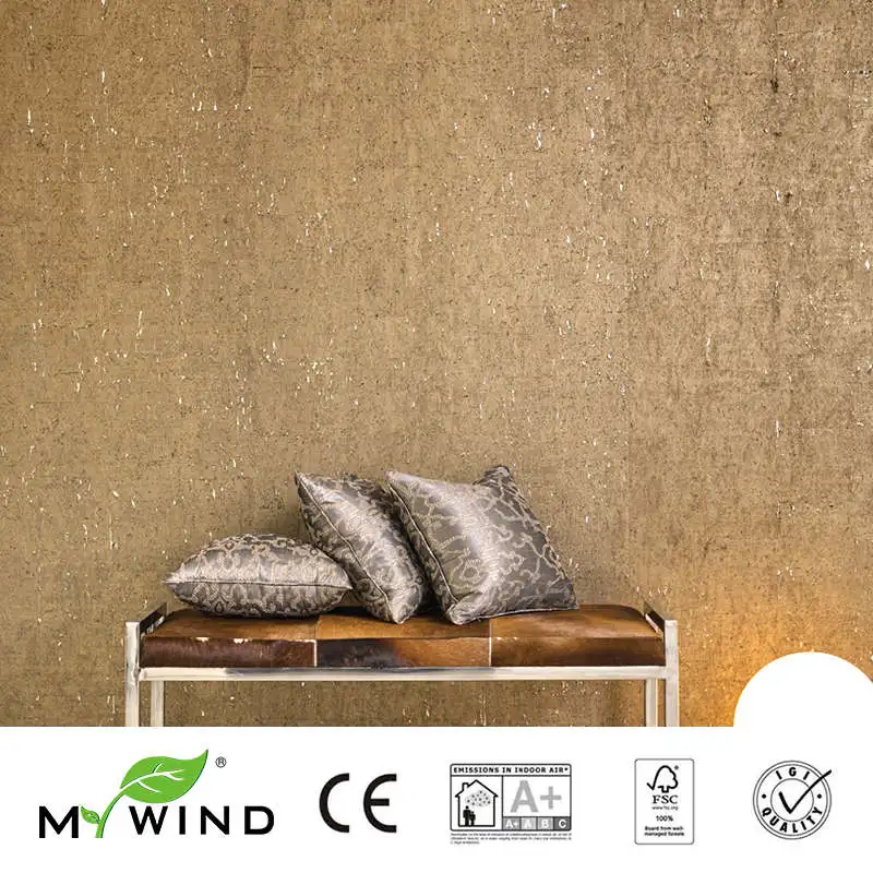 MYWIND 0.91*5.5M/Roll 14k GOLD Luxury wallpaper wholesale living room curtains home decor cork wall paper wallcovering