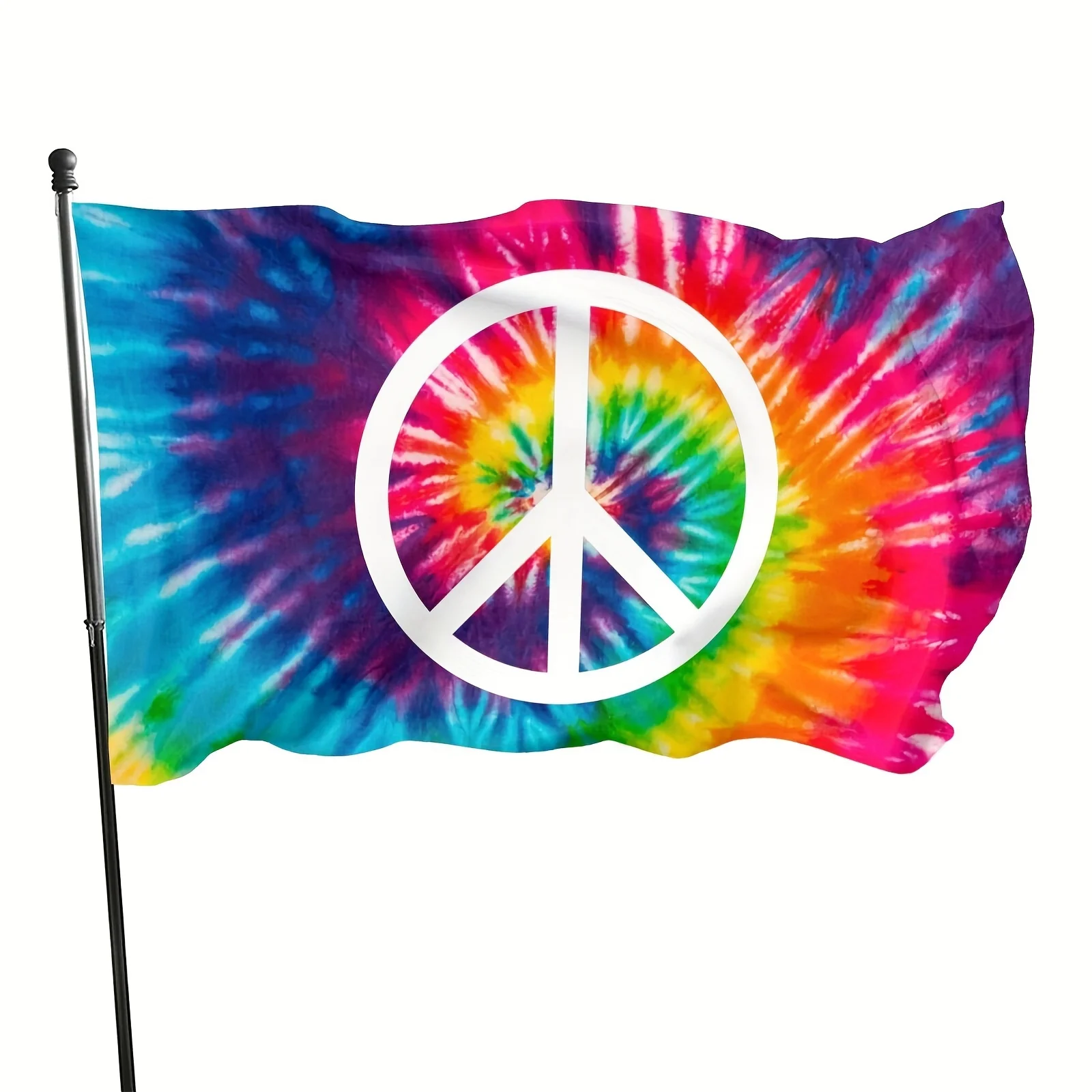 1pc Peace Sign Tie-Dye Flag 90*150cm Durable Flag, Ideal for Any Balcony Or Courtyard, Garden Decorative Outdoor Banner