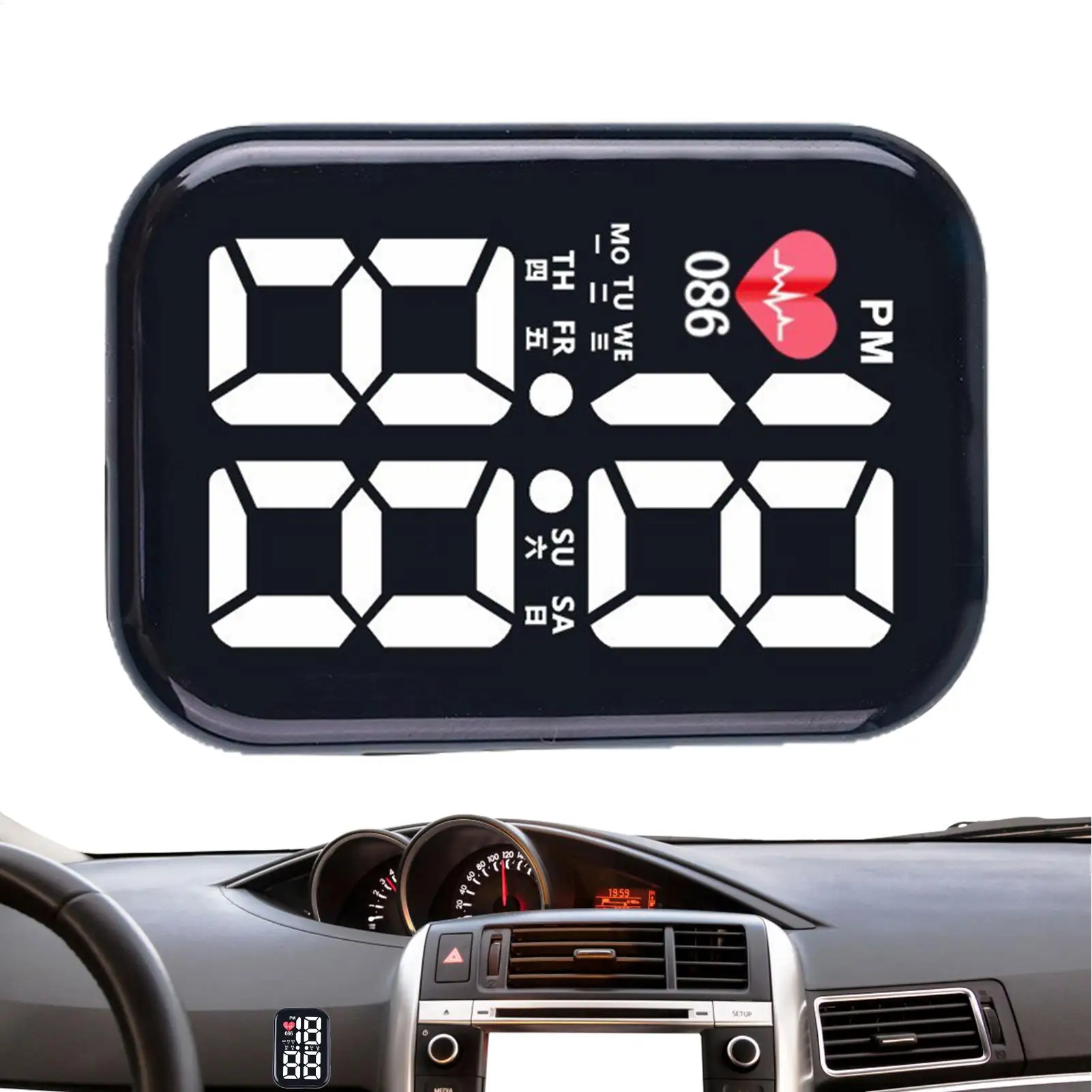 

Auto Dimming Car Clock Waterproof Stick On LED Small Digital Clock for Dashboard Motorcycle Boat Truck SUV RV