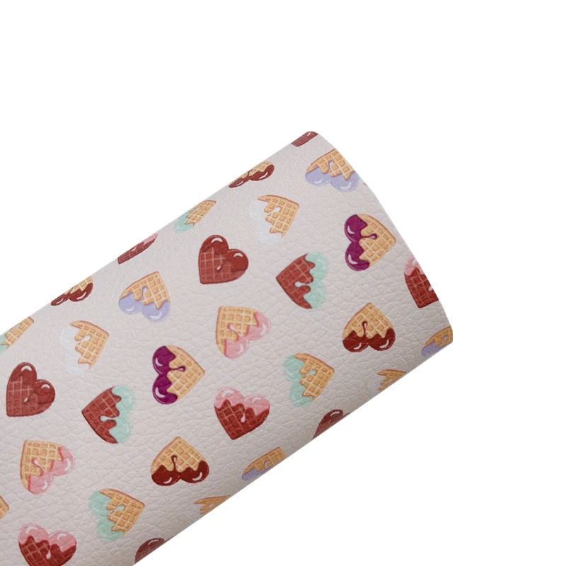 New Rainbow 30x136cm Icecream Sweat Dessert Waffle Design Faux Leather For DIY Bows, Hairclips, Earrings, Hairbows, Craft