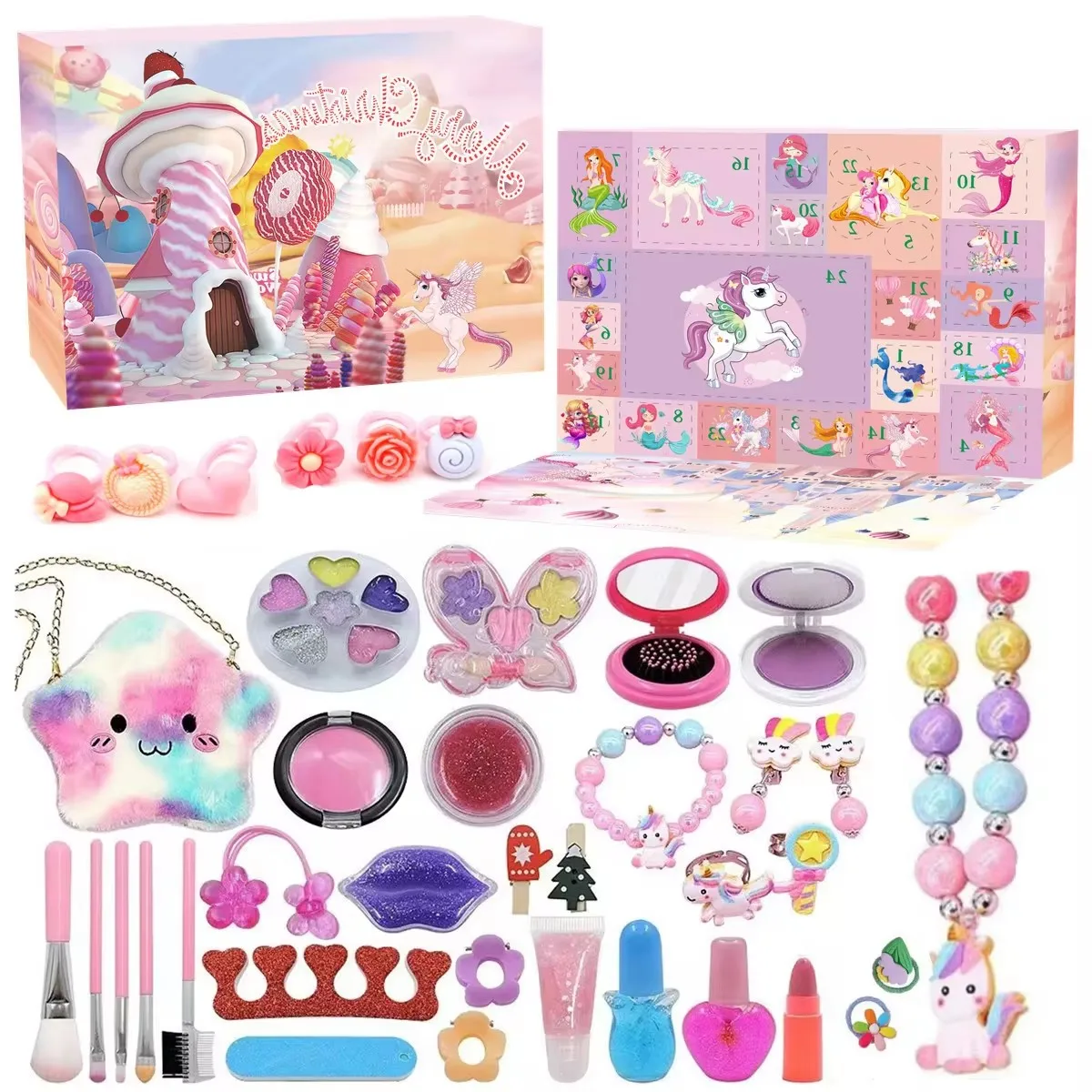 

Christmas Calendar Countdown Jewelry Blind Box Unicorn Rainbow Horse Girl Holiday Gift Toy Mystery Box Wholesale