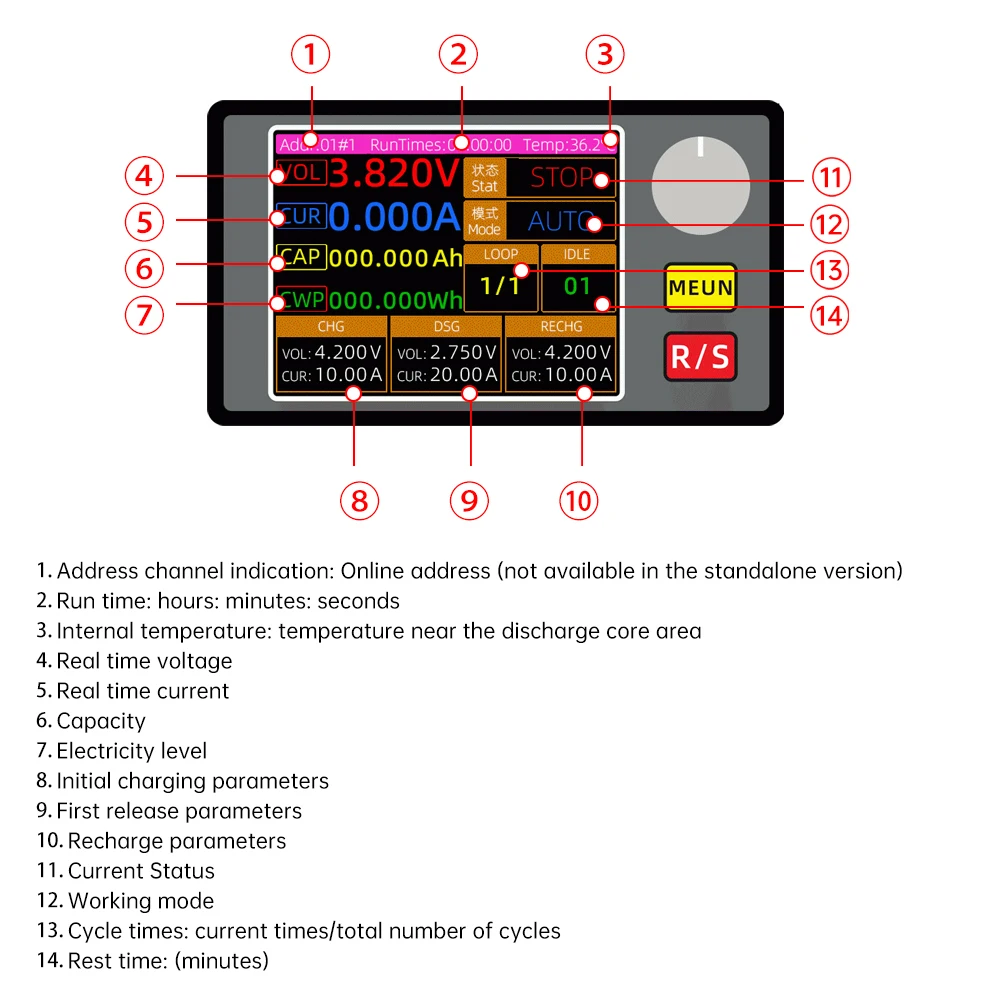 Tester di capacità della batteria 150W 10A BT1CHN-18V-1020 Tester di carico elettronico ricarica 20A scarica Tester del caricatore dell'interruttore di alimentazione