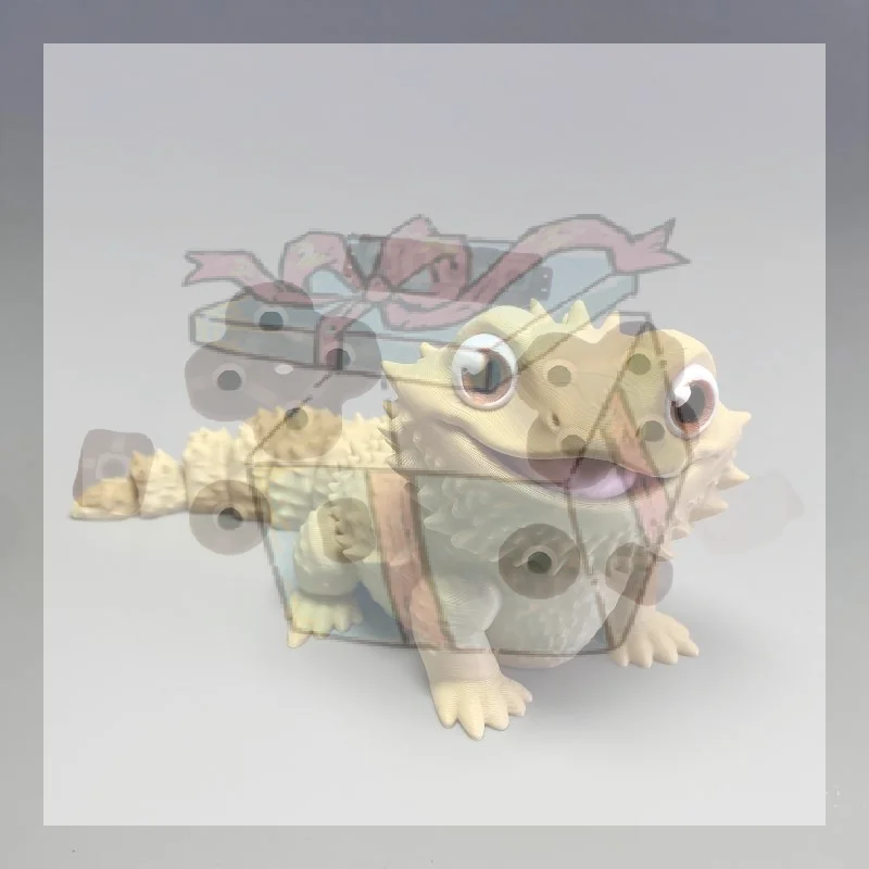 【CC】3D Printed Cute Bearded Dragon Figurine Lizard Statue Desktop Ornament Reptile Lover Gift Home Decor Animal Collection Craft