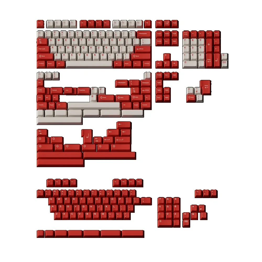 Klassische rote Theme-Tastenkappe, großes Set, zweifarbig, Kirsch-PBT/ABS-Mischung, individuelle Tastenkappe für mechanisches Gaming-Tastatur-Zubehör, Geschenk