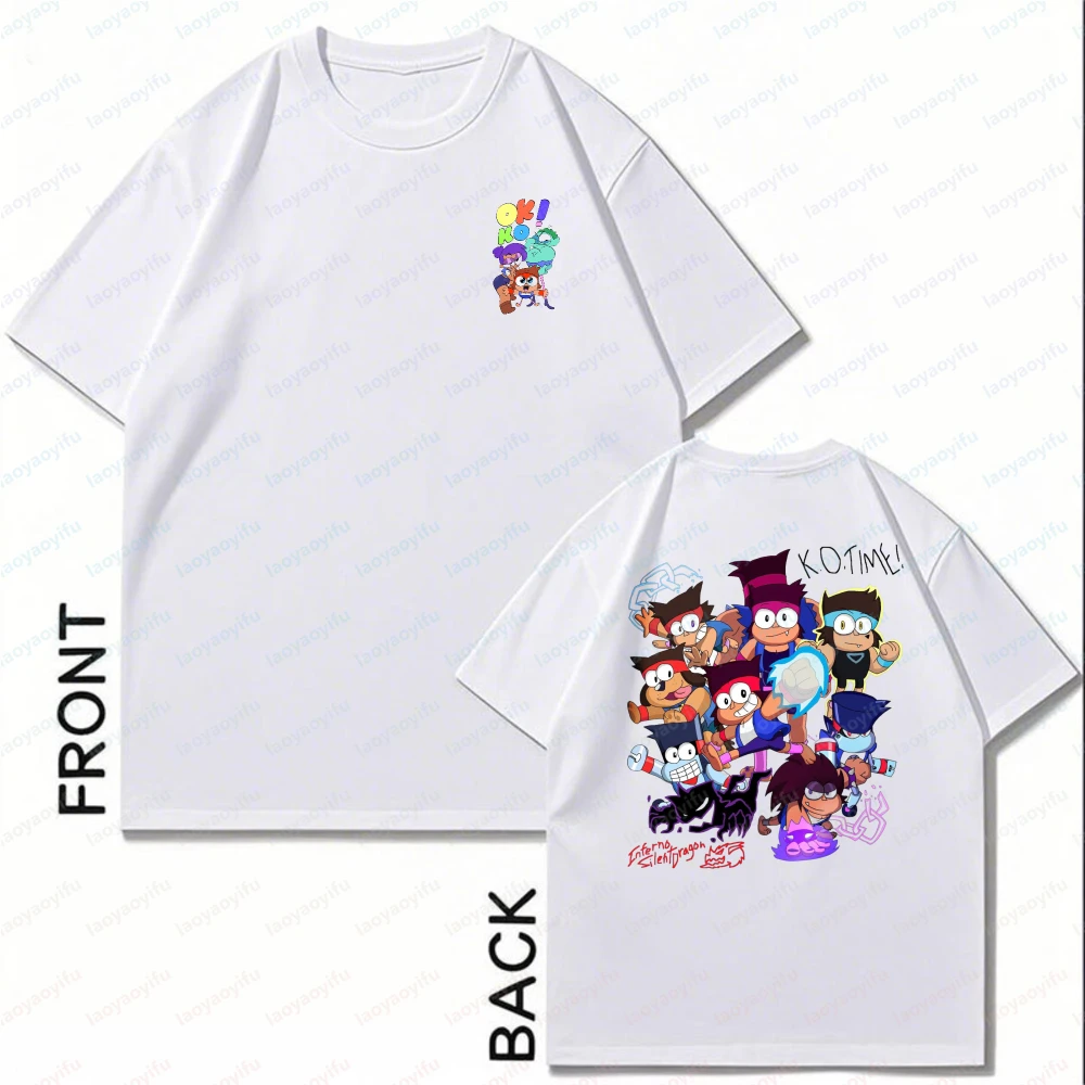 OK K.O.! Let's Play Heroes Cartoon Print T-Shirt Graphic Tops Unisex Streetwear for Gamers Animation Fans Summer Casual Outfits