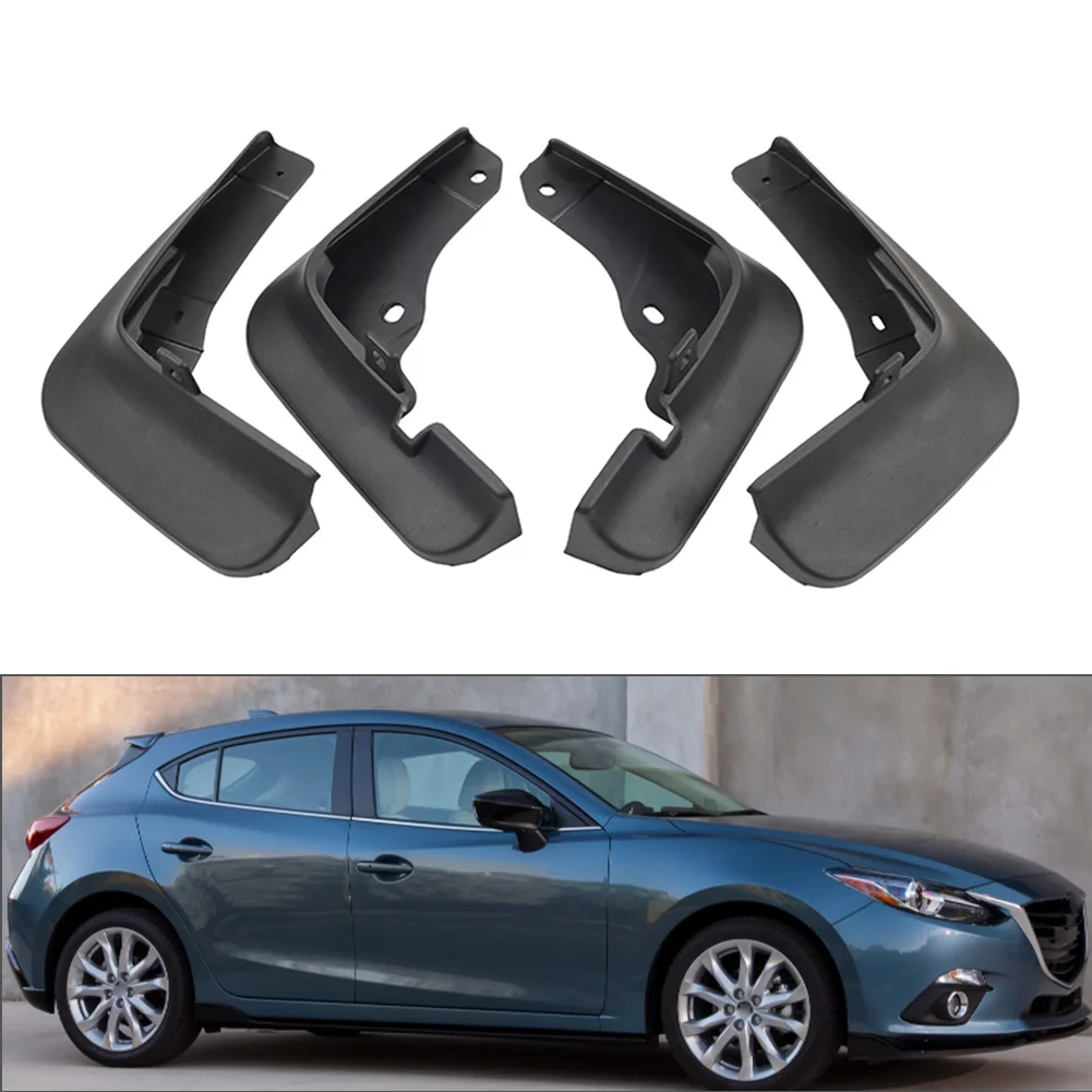 4pcs Car Wheel Mud Flaps Splash Guards PP + TPO For Mazda 3 / Axela(BM) 5-Door Hatchback Models 2014 2015 2016 2017 2018