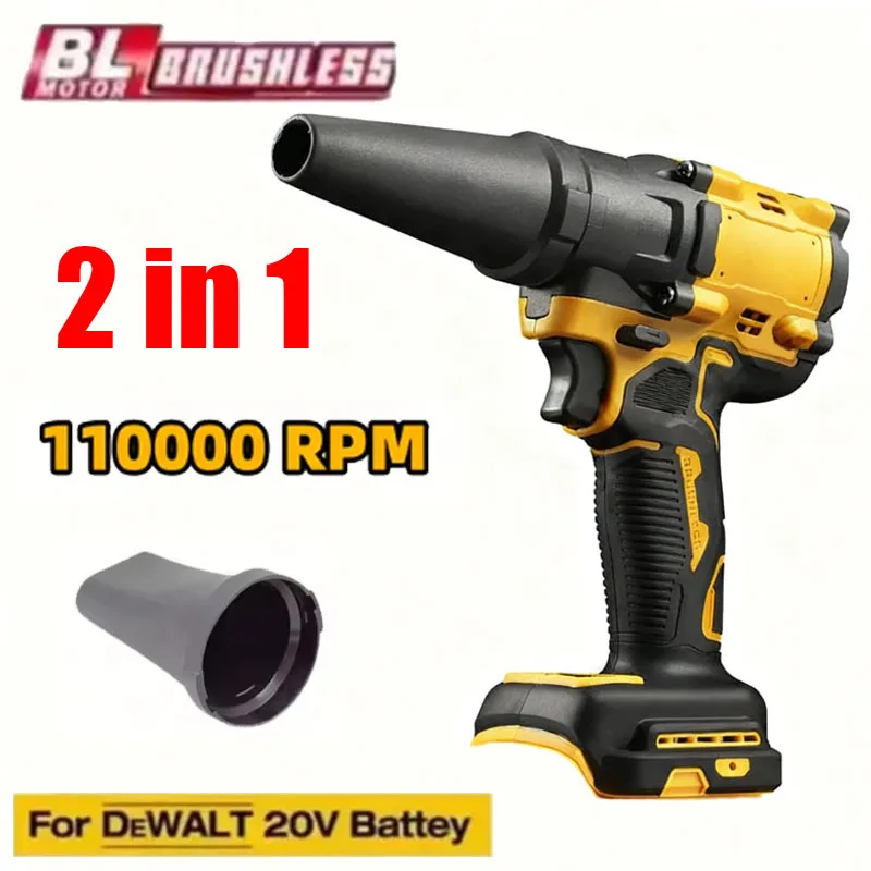For DeWALT 20V Battery 2-in-1 Brushless Turbo Blower Jet Fan & Vacuum Cleaner High Speed 110000RPM Handheld Dust Blowing Tool
