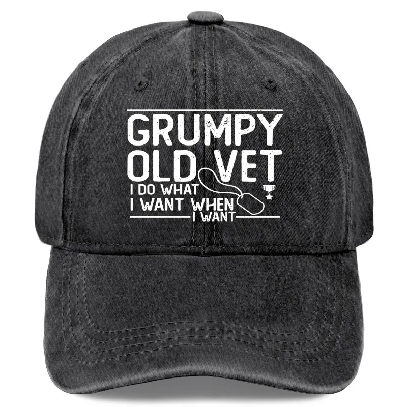 Angry Old Veterinarian I Do What I Want Military Men's Hat Vintage Style Suitable for Men and Women