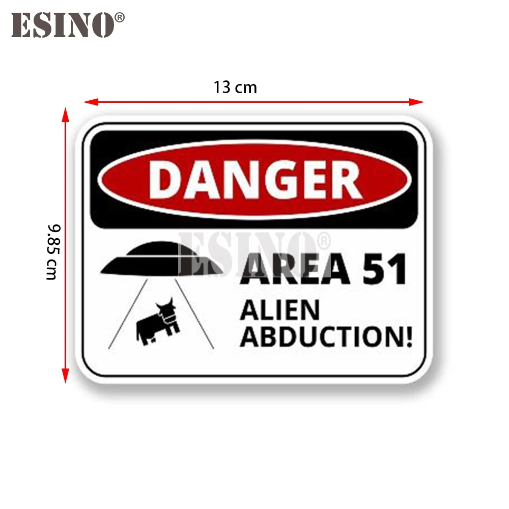 الإبداعية تحذير UFO منطقة 51 الغريبة اغطية الكرتون البلاستيكية ملصق مائي مقاوم للماء جسم السيارة ملصق نمط الفينيل #2