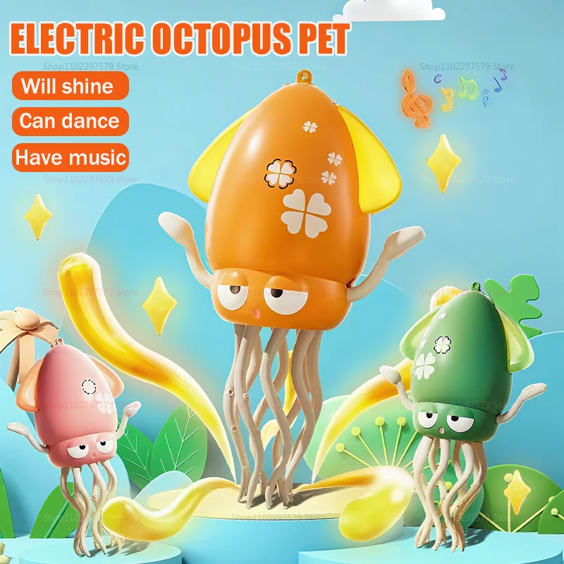 

Electronic Dancing Squid Toys with Light&Music Funny Induction Lying Flat Squid Toddler Interactive Development Tummy Time Gifts