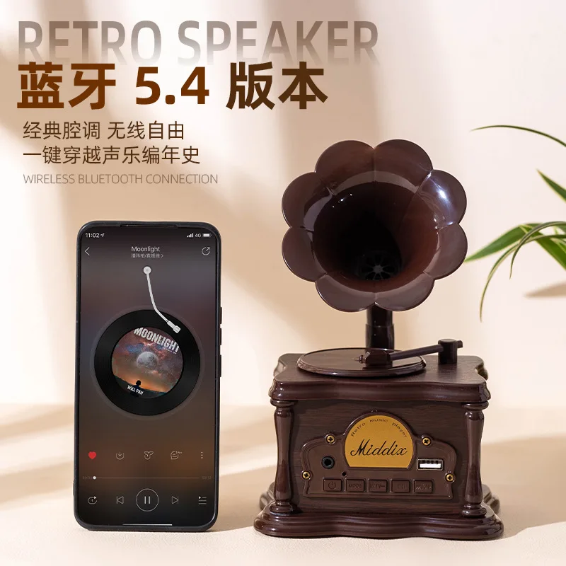 Creative retro bluetooth speaker mini phonograph home decoration gifts living room, bluetooth speaker gifts wholesale