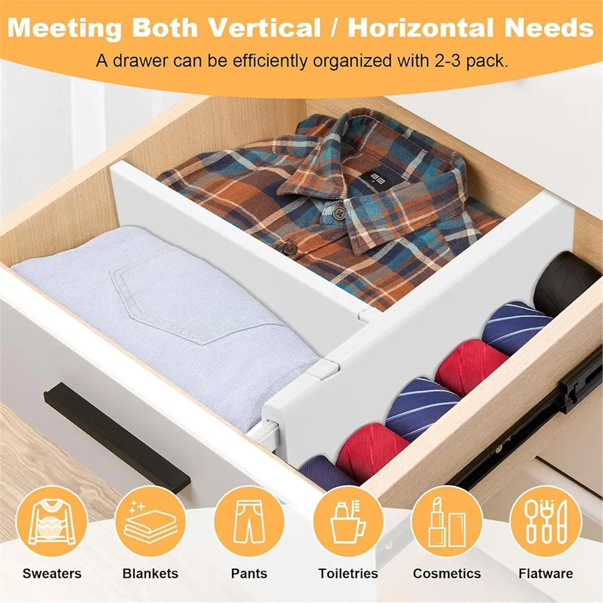 2026 New 3-Pack Adjustable Drawer Dividers, Expandable 10.8
