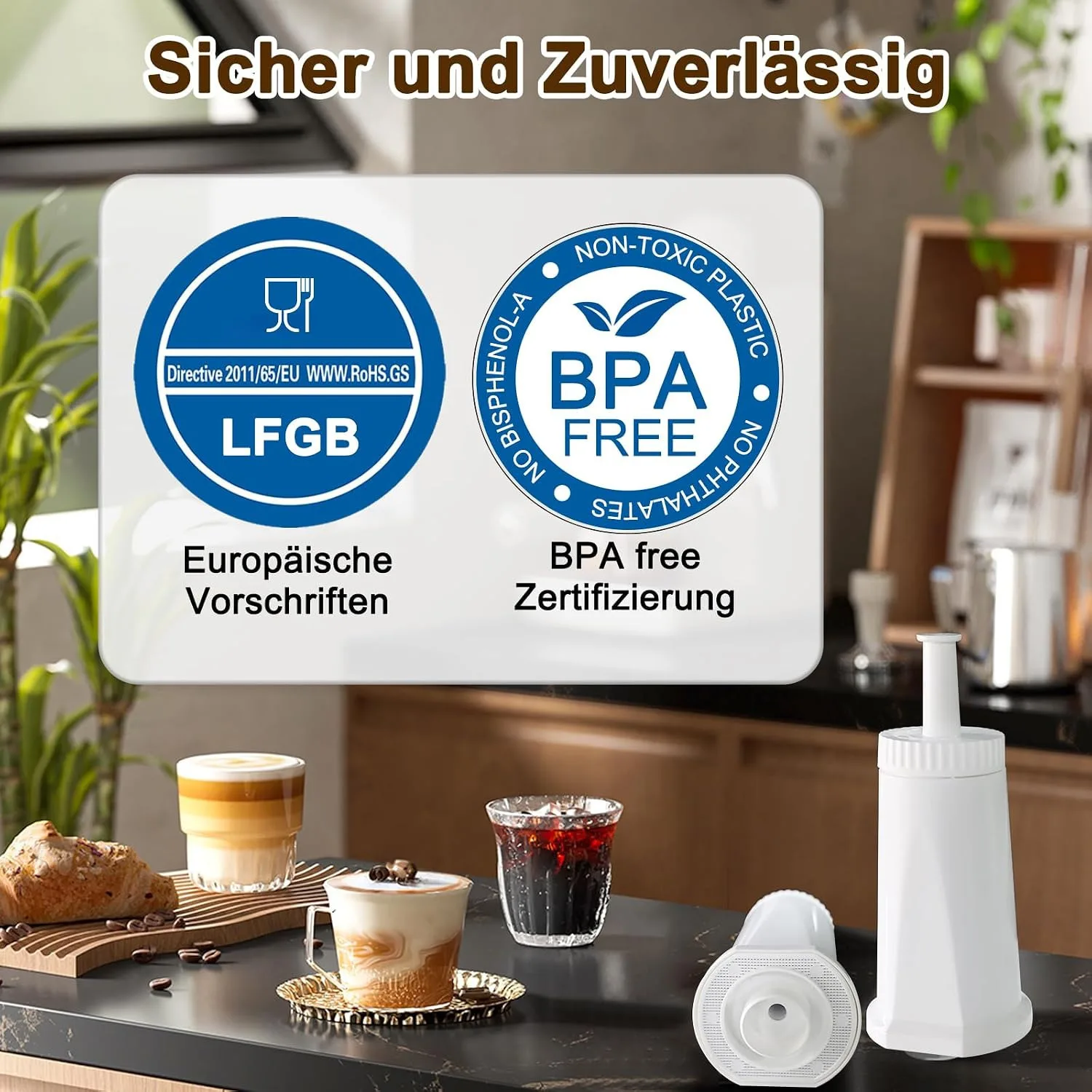 Replacement Water Filter for Sage Coffee Machine, Including SES990/980/500/Barista Pro 878/Barista Express 875/880/920/810