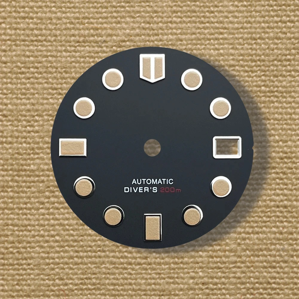 Popular 28.5mm S logo matte dial, suitable for NH35/NH36/4R/7S movement green night light diving high-quality watch modification