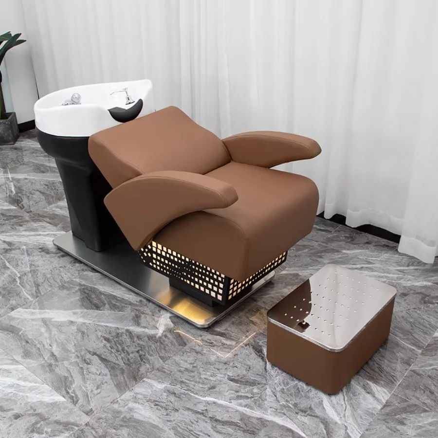 

Head Spa Bed Shampoo Chair Stylist Luxury Barber Equipment Shampoo Chair Basin Sink Reclining Full Masage Cadeiras Salon Chair