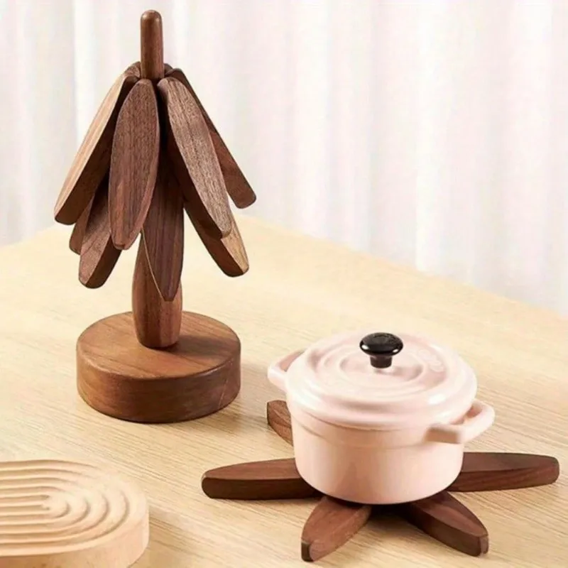 Wooden Tree Trivets for Dishes Log Material Coasters with Food Contact Safety Tree-Shaped Kitchen Decorative Coaster Stand