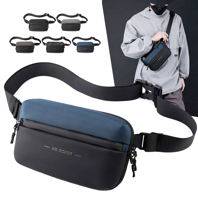

Trendy Color Block Chest Shoulder Bag Men's Crossbody Sling Pack Outdoor Travel Waterproof High Density Nylon Bag