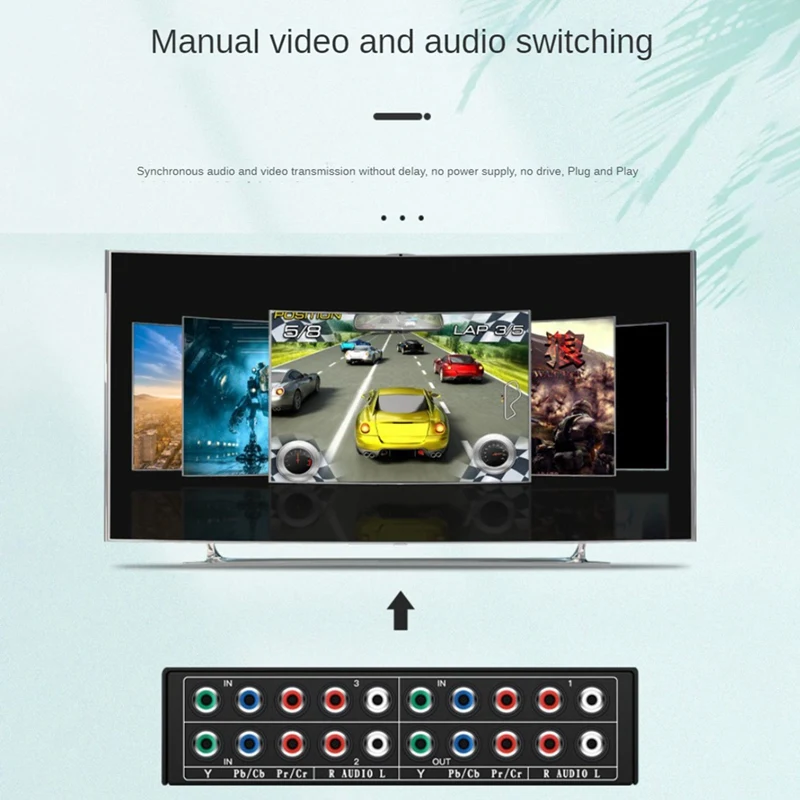 محدد مكون RGB v Switcher ، مخرج 3 في 1 ، 5 RCA ، مكون Ypbpr