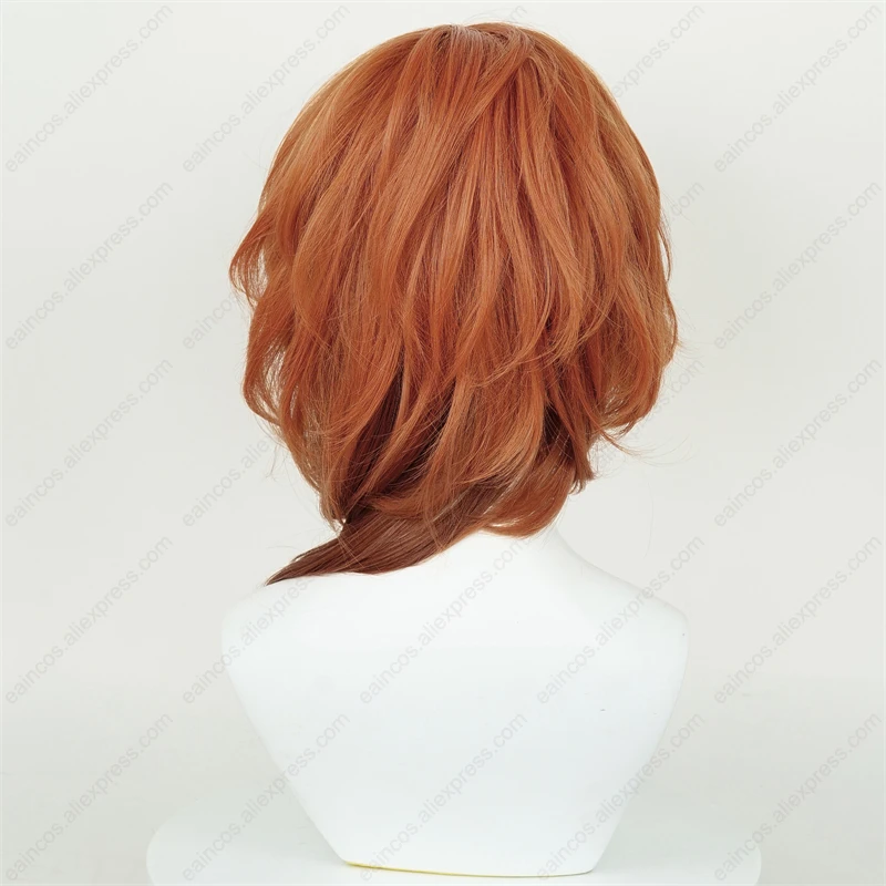 Anime Chuya Nakahara Chuuya Cosplay Perruque, Dégradé Bouclé Perruques, Chaleur Degré Synthétique Cuir oral elu Cheveux, 55cm