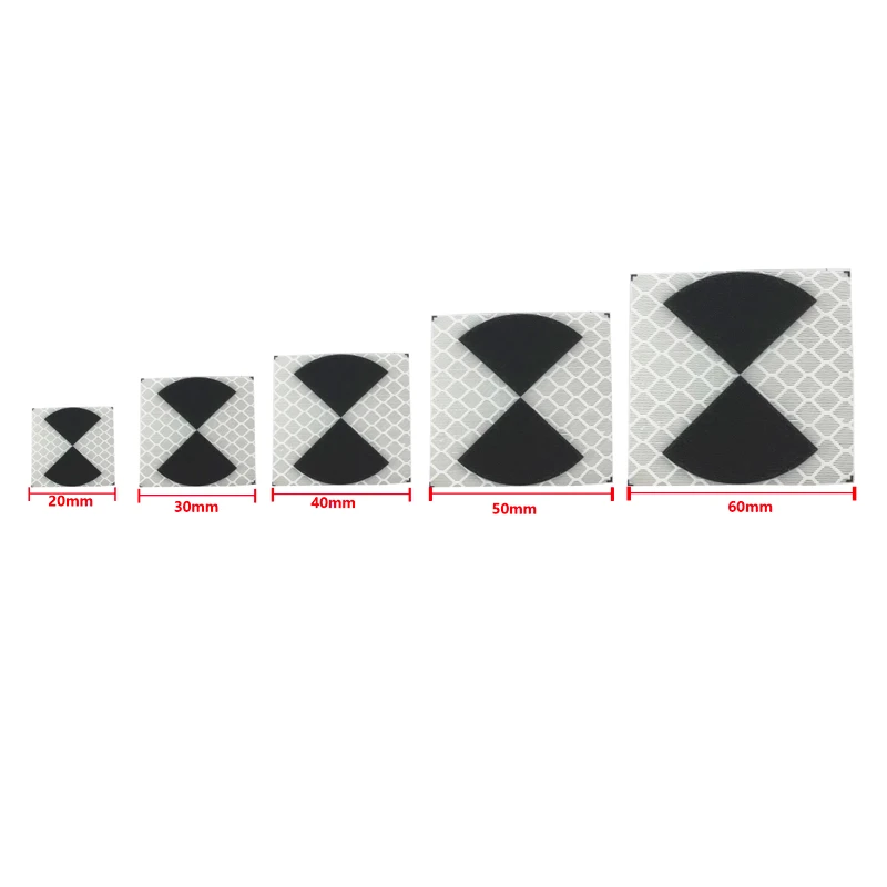 100pcs Sectoral surveying Reflective Sheet 20x20 30x30 40x40 50x50 60x60MM Black and White