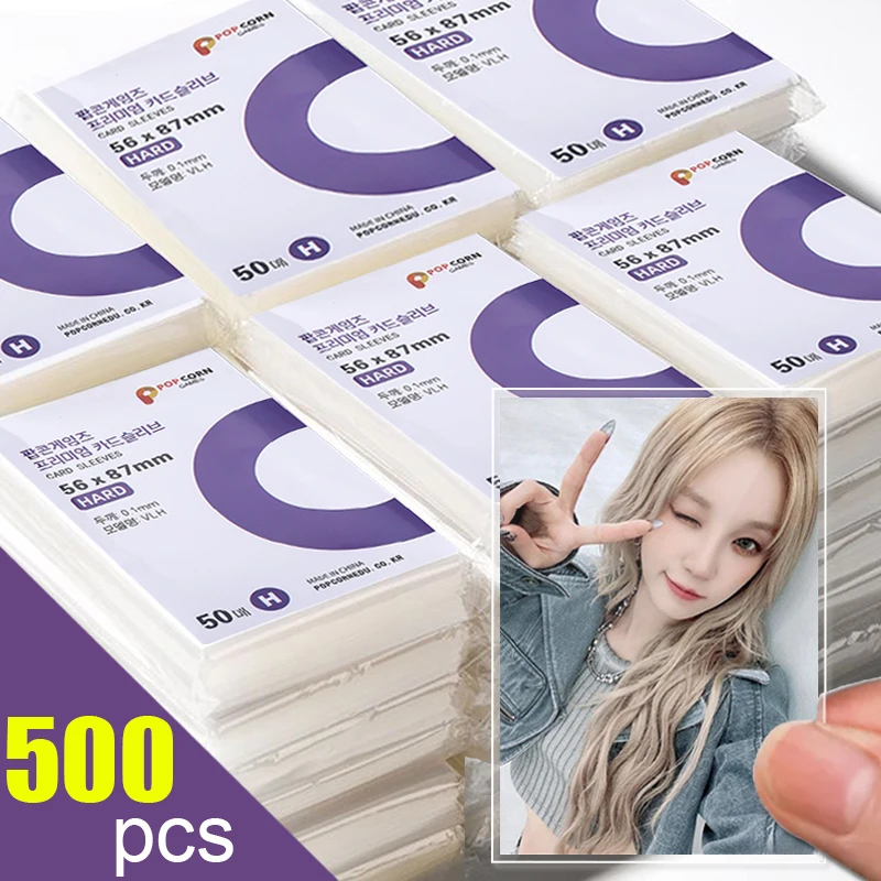 1-500 sztuk przezroczysty Kpop idol Album fotokartka rękaw ochronny wodoodporny futerał ochronny pudełko na uchwyt na karty do gry popcorn 56x87mm
