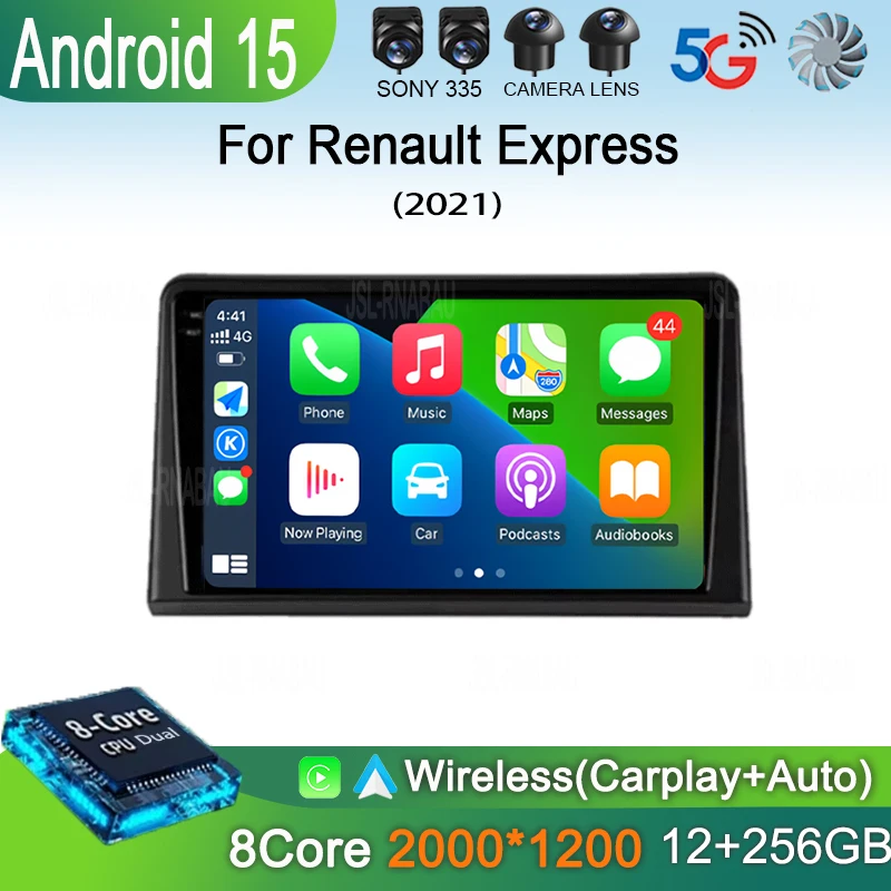 

For Renault Express 2021 Car Radio Video Android 15 Multimedia Player Auto GPS Navigation Audio Autoradio Carplay 360 Camera RDS