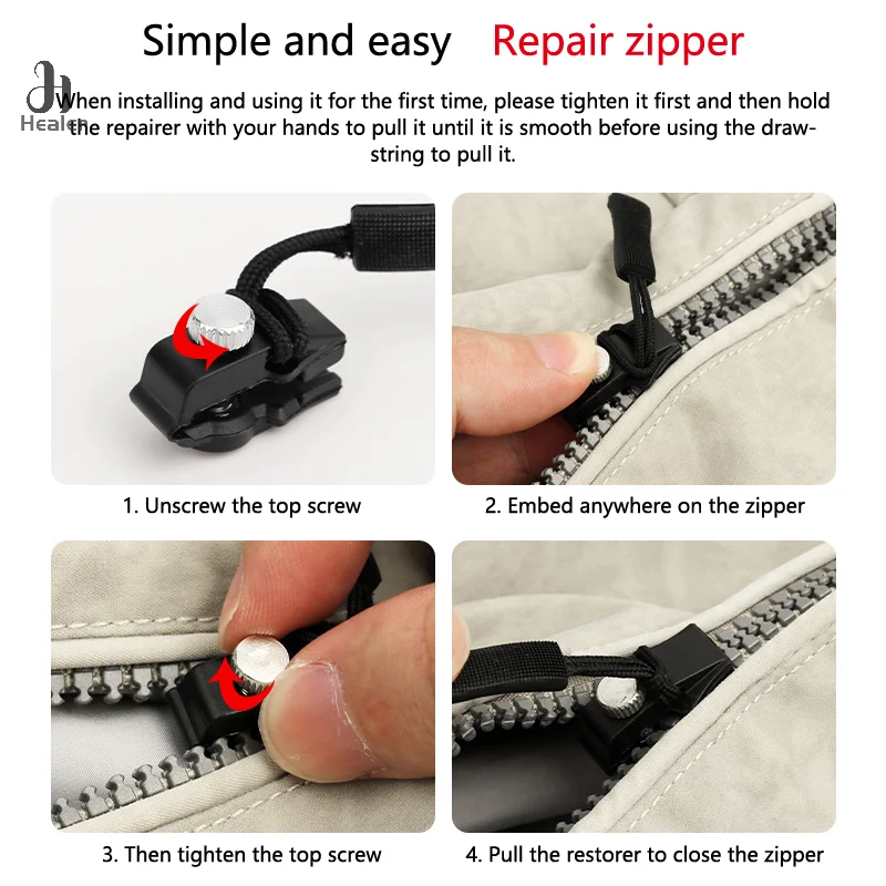 3 Different Size Zipper Repair Kit DIY Replacement Bag Buckle Zipper Head Removable Instant Zipper Puller